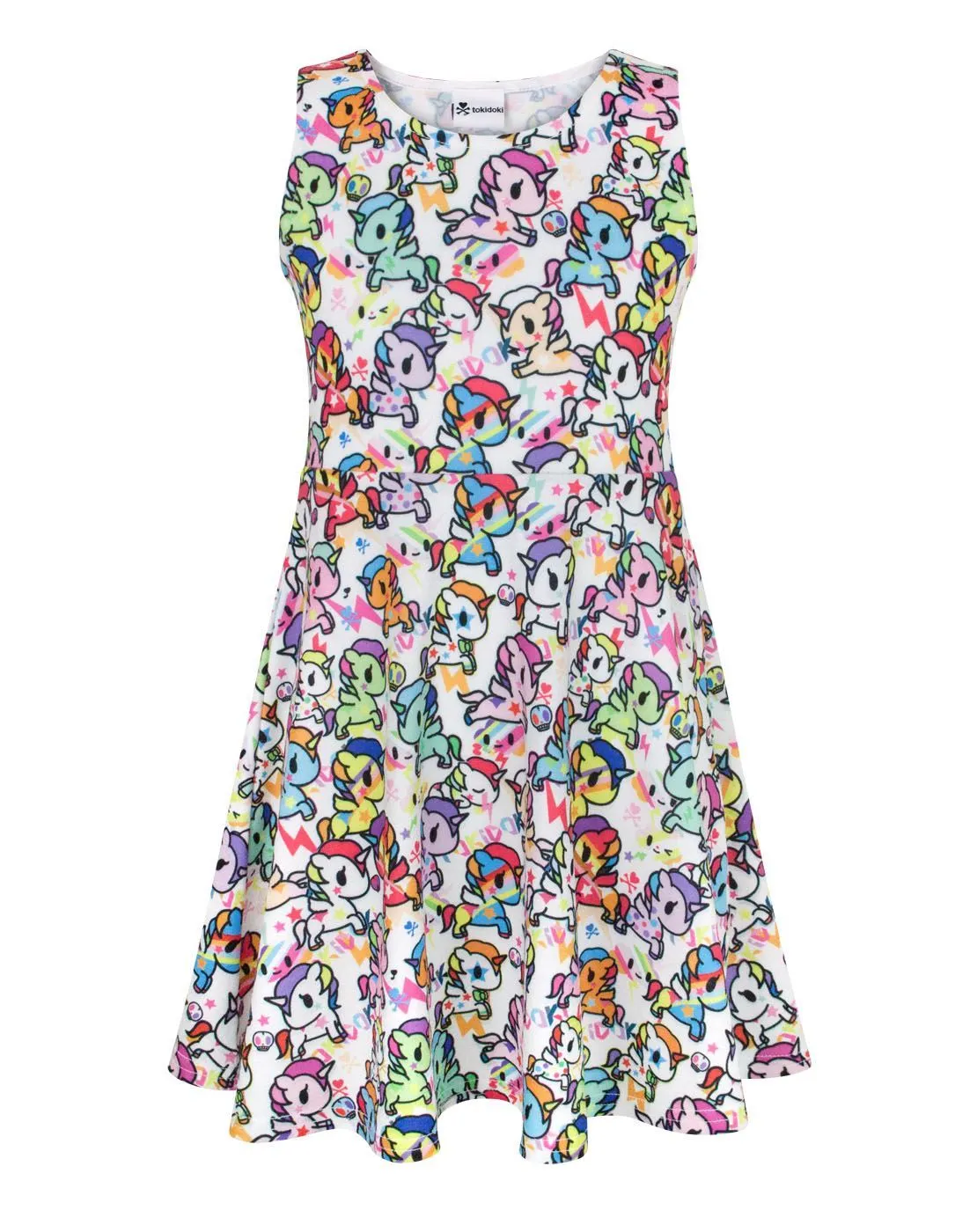 Tokidoki Girls White Short Sleeve Skater Dress