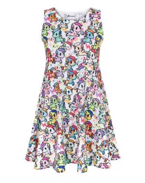 Tokidoki Girls White Short Sleeve Skater Dress