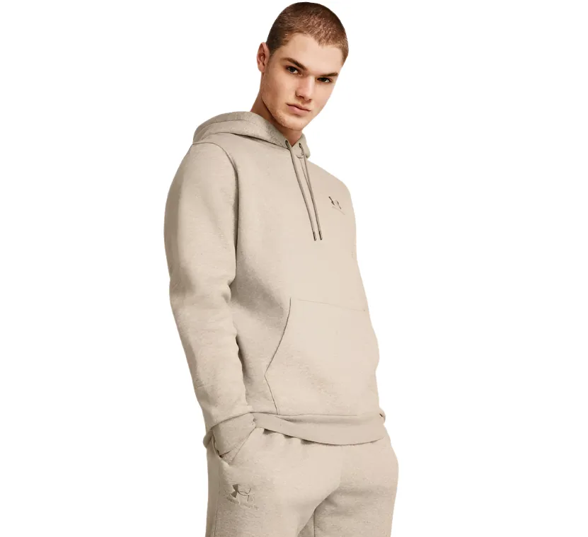 Under Armour Mens Essentials Fleece Hoodie Timberwolf Taupe