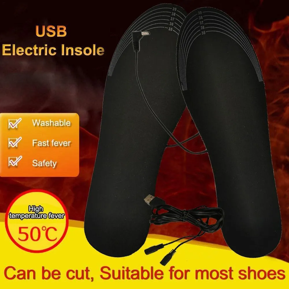 Unisex USB Electric Heated Winter Warm Washable Thermal  Shoe Insoles