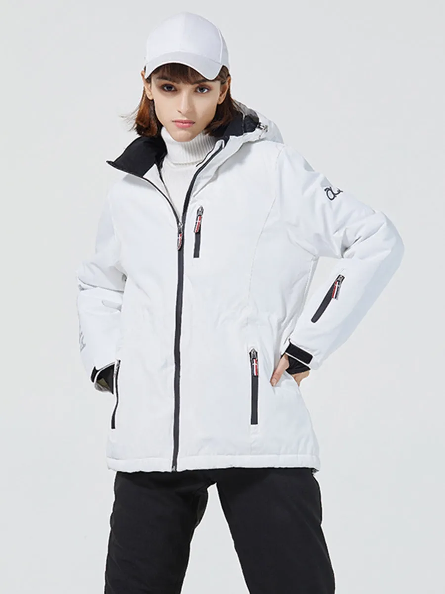 Women Striped Trim Insulated Ski Jacket