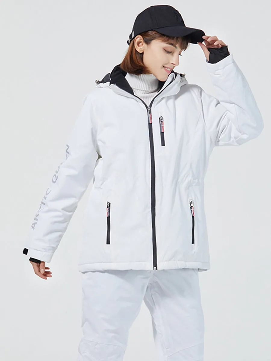 Women Striped Trim Insulated Ski Jacket