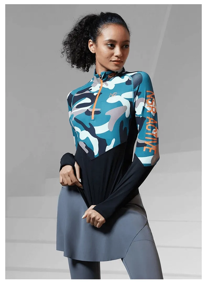 Women's Camo Print Long Sleeves Sport Shirt - SF2019