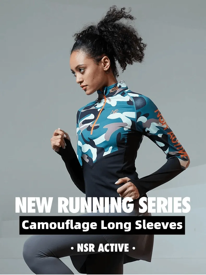 Women's Camo Print Long Sleeves Sport Shirt - SF2019