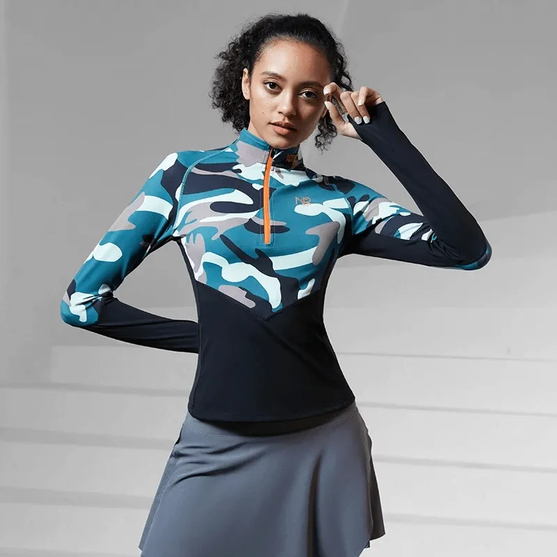 Women's Camo Print Long Sleeves Sport Shirt - SF2019