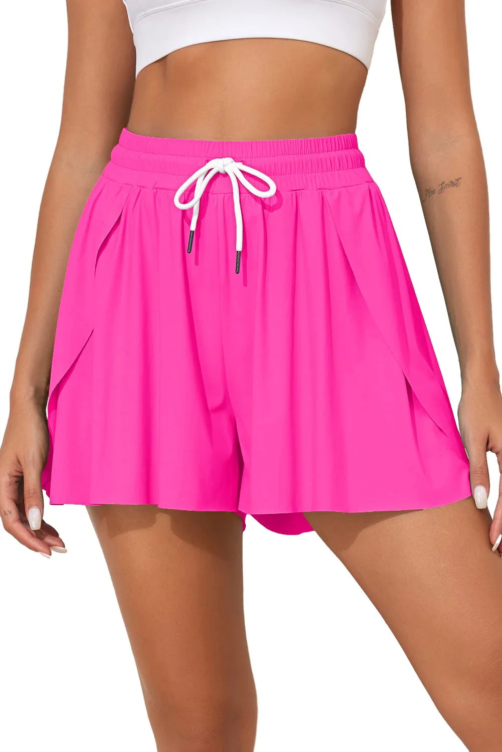 Women's High Waisted Swim Skirt Shorts Quick Dry Swim Bottoms with Pockets