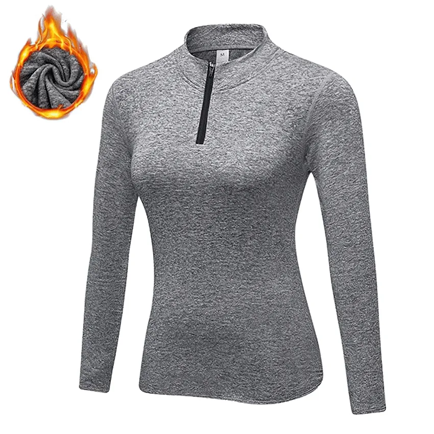 Workout Zipper Warm Sports Top With Long Sleeves - SF1656