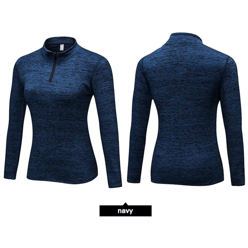 Workout Zipper Warm Sports Top With Long Sleeves - SF1656