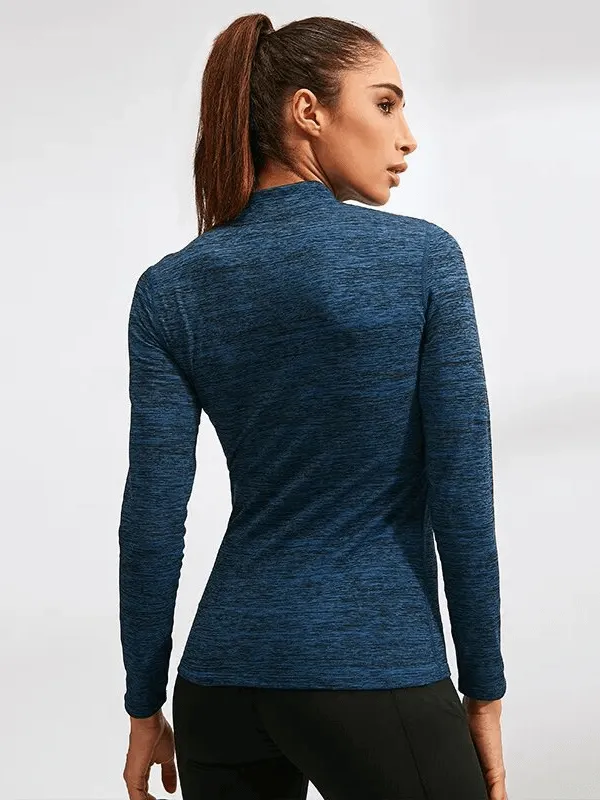 Workout Zipper Warm Sports Top With Long Sleeves - SF1656