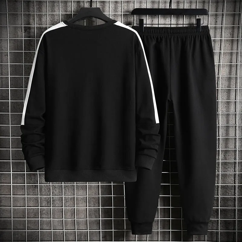 xiangtuibao Autumn Men Casual Sports Set Round Neck Tracksuit Fashion Sweatshirt and Sweatpants 2 Piece Sets Male Sportswear Outfit Set