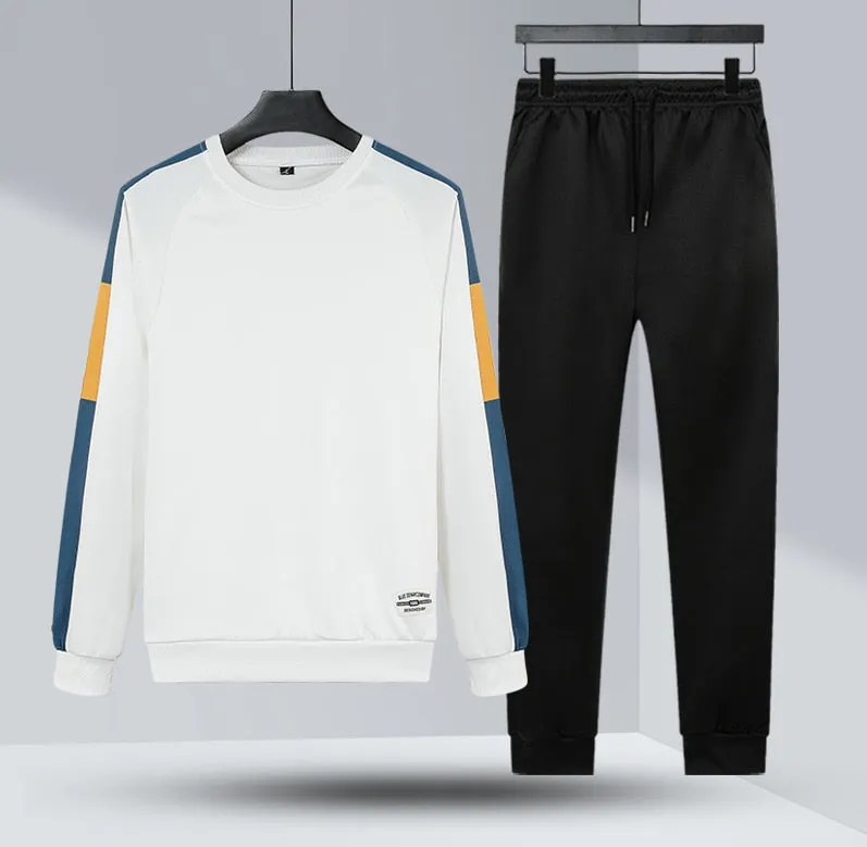 xiangtuibao Autumn Men Casual Sports Set Round Neck Tracksuit Fashion Sweatshirt and Sweatpants 2 Piece Sets Male Sportswear Outfit Set